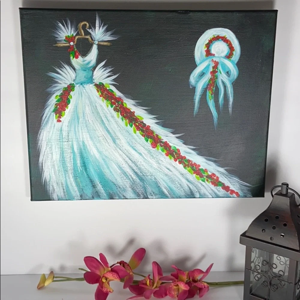 Hand Painted The Dress  Acrylic  Paint on Canvas  Fashion Wall Decor
